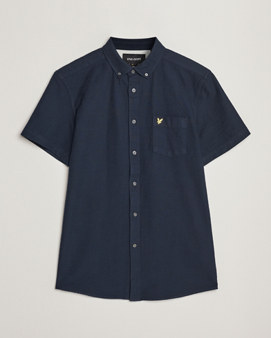 Herre | Kortærmede skjorter | Lyle & Scott | Cotton Slub Short Sleeve Shirt Dark Navy