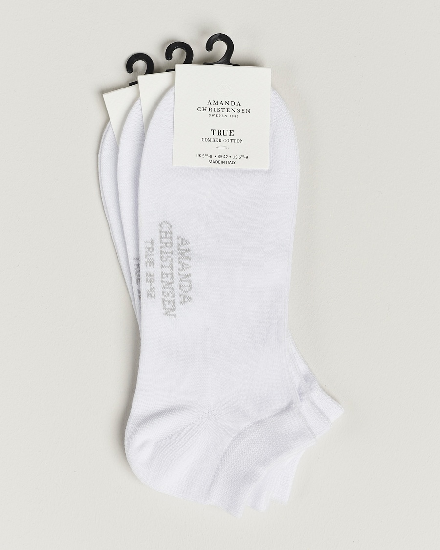 Amanda Christensen 3-Pack True Cotton Sneaker Socks White – Hvid