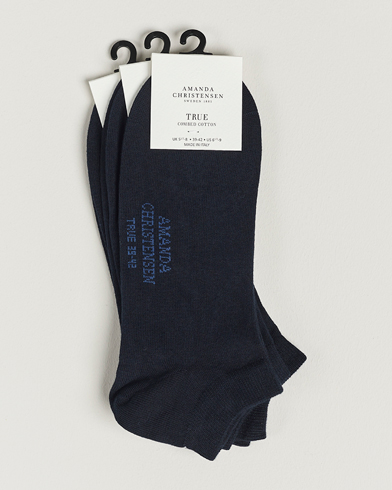 Herre | Undertøj | Amanda Christensen | 3-Pack True Cotton Sneaker Socks Dark Navy