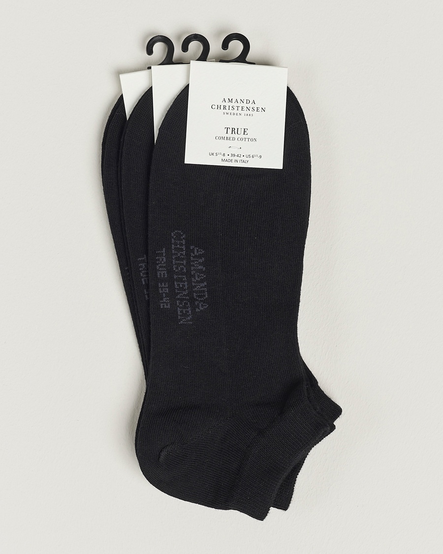 Amanda Christensen 3-Pack True Cotton Sneaker Socks Black – Sort