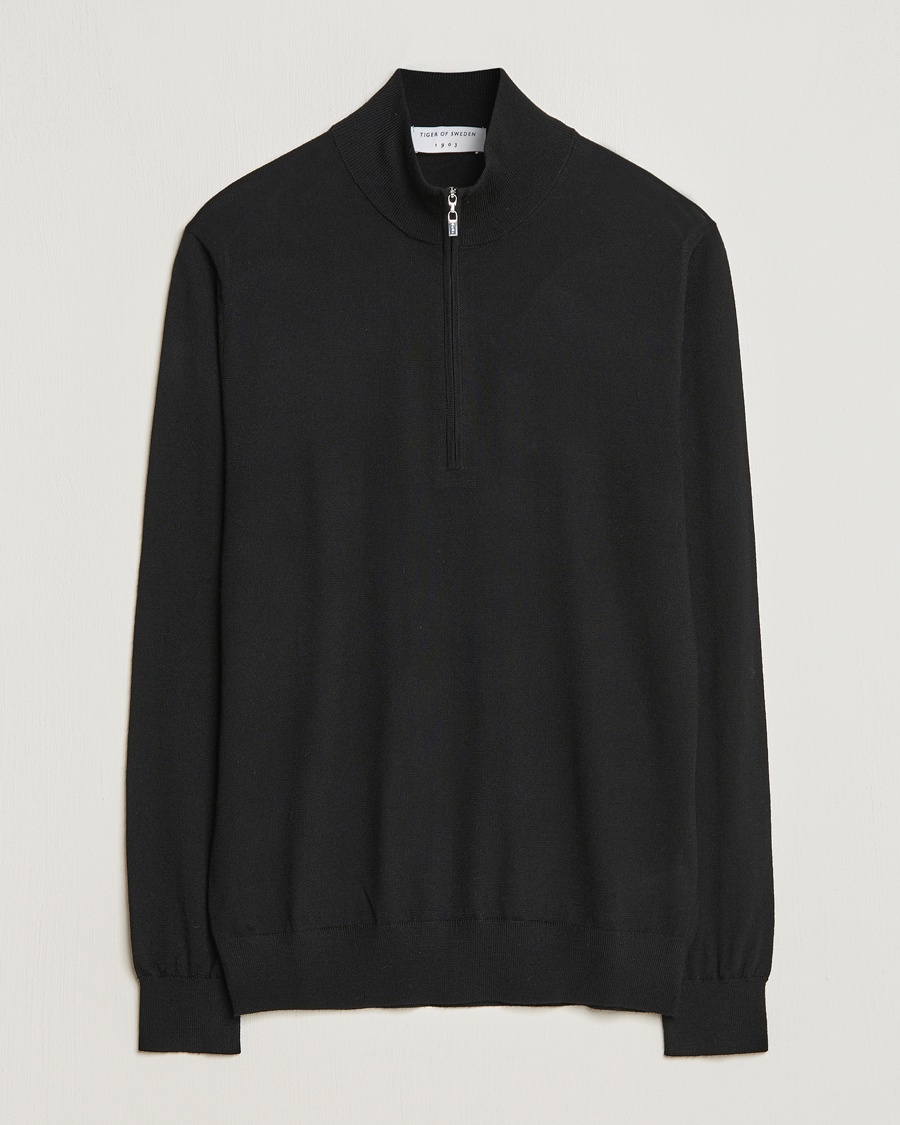 Tiger of Sweden Errol Merino Half Zip Black – Sort