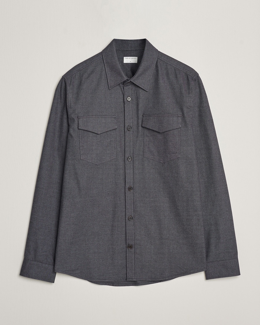 Herre | Tiger of Sweden | Tiger of Sweden | Arnou Cotton Pocket Shirt Grey
