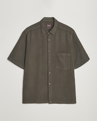 Herre | Skjorter | Oscar Jacobson | Regular Fit City Crepe Cotton Shirt Green