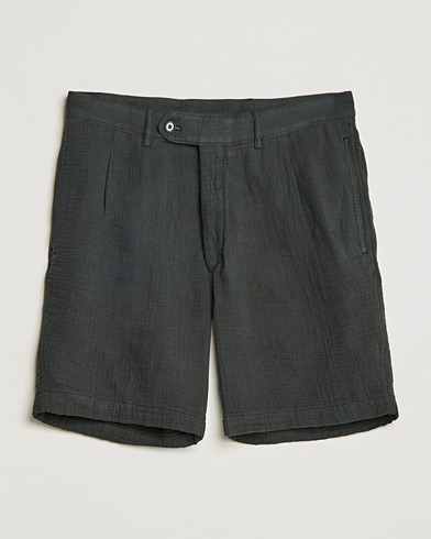 Herre | Shorts | Oscar Jacobson | Tanker Pleated Crepe Cotton Shorts Green