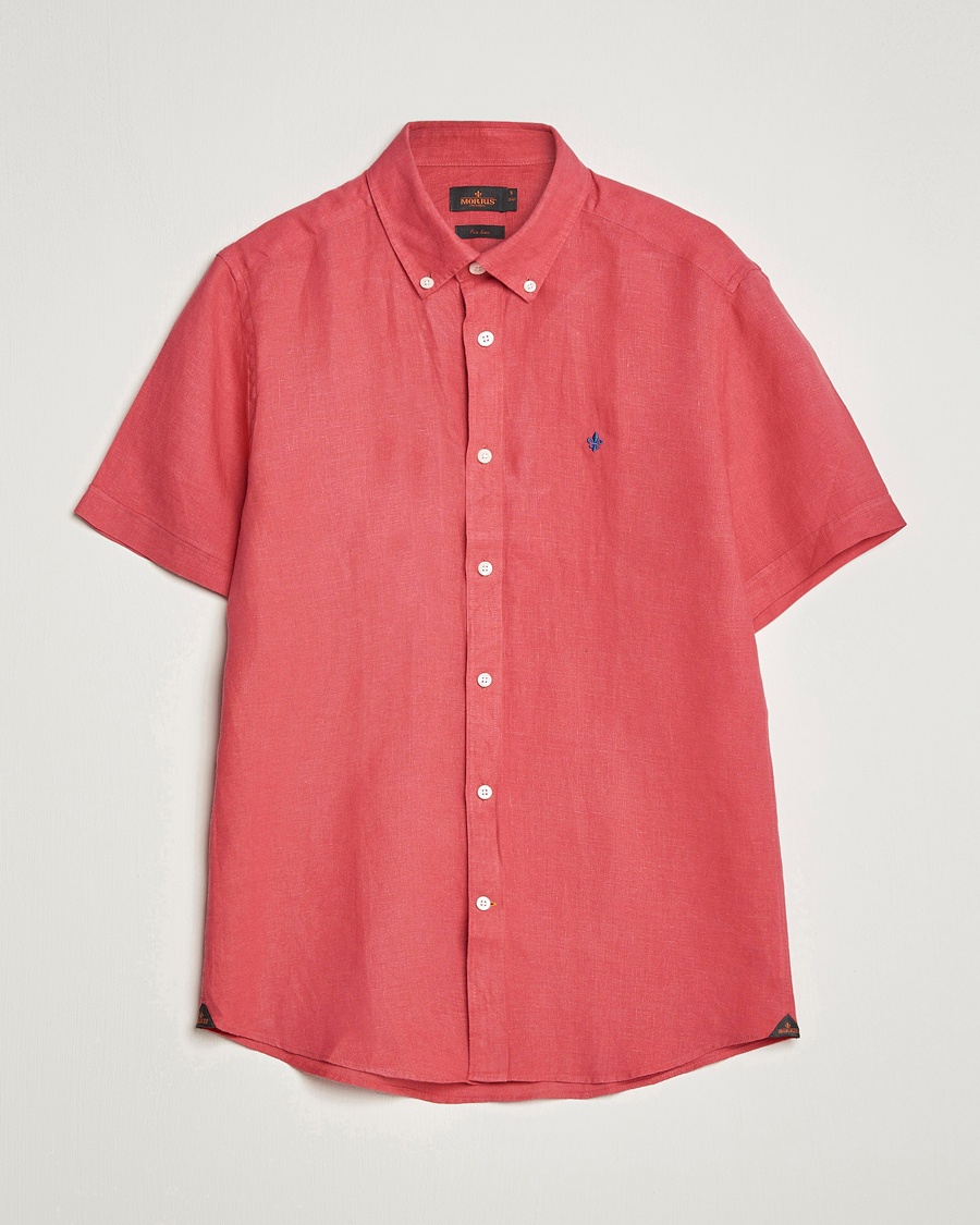 Herre | | Morris | Douglas Linen Short Sleeve Shirt Cerise