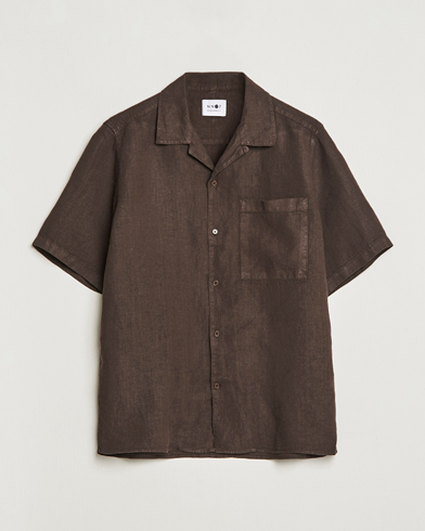 Herre | Kortærmede skjorter | NN07 | Julio Linen Resort Shirt Brown