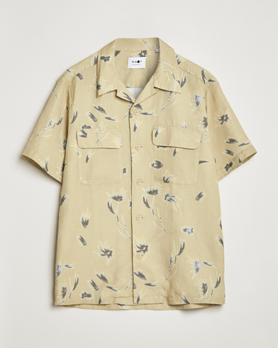Herre | Kortærmede skjorter | NN07 | Daniel Short Sleeve Tencel/Linen Printed Shirt Pale Olive