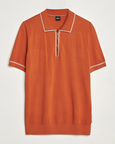 Herre | Polotrøjer | BOSS BLACK | Oleonardo Knitted Half Zip Polo Dark Orange