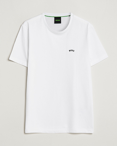 Herre | Hvide t-shirts | BOSS GREEN | Curved Logo Crew Neck T-Shirt Natural