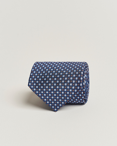 Herre |  | E. Marinella | 3-Fold Printed Silk Tie Dark Blue