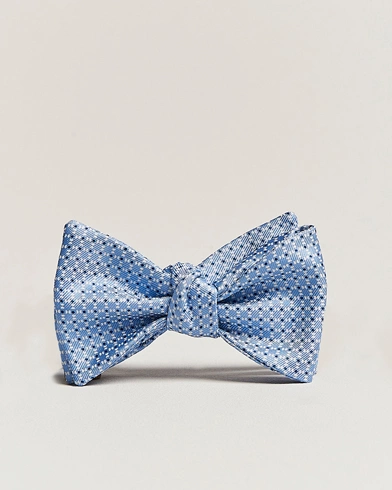 Herre | Italian Department | E. Marinella | Printed Silk Bow Tie Light Blue