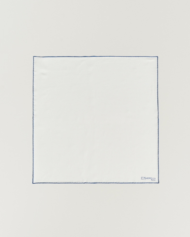 Herre | Lommeklude | E. Marinella | Silk Pocket Square White/Blue