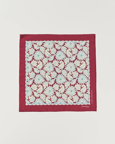 Herre | Lommeklude | E. Marinella | Paisley Silk Pocket Square Burgundy