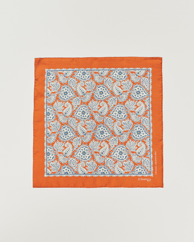 Herre |  | E. Marinella | Paisley Silk Pocket Square Orange