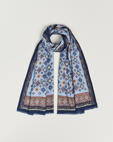 Herre | Tørklæde | E. Marinella | Wool/Silk Printed Scarf Navy/Light Blue