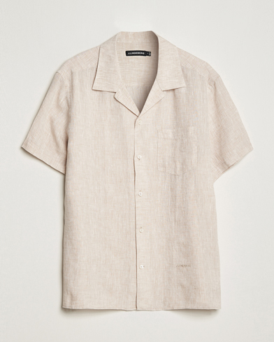 Herre | Kortærmede skjorter | J.Lindeberg | Reg Fit Linen Melange Short Sleeve Shirt Safari Beige