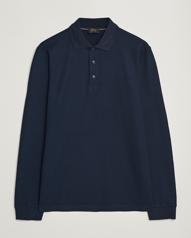 Herre | Polotrøjer | Brioni | Cotton Piquet Long Sleeve Polo Navy