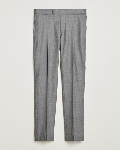 Herre | Flannelsbukser | Brioni | Melbourne Drawstring Flannel Trousers Grey Melange