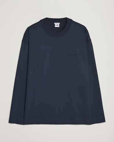 Herre | Langærmede t-shirts | NN07 | Benja Pima Cotton Long Sleeve T-Shirt Navy