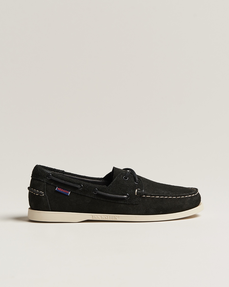 Sebago Docksides Suede Boat Shoe Black – Sort