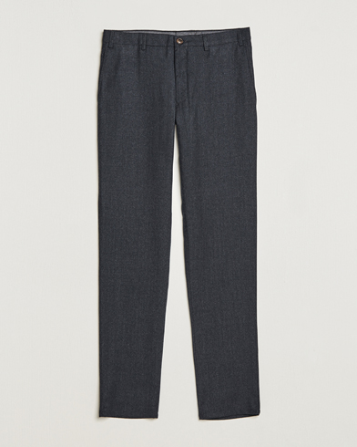 Herre | Flannelsbukser | Canali | Slim Fit Flannel Trousers Charcoal
