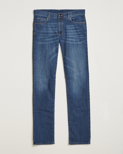Herre | Jeans | Canali | Slim Fit Stretch Jeans Medium Blue Wash