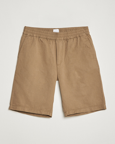 Herre | Tøj | Sunspel | Cotton/Linen Drawstring Shorts Dark Tan