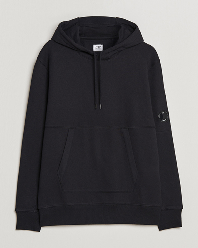 Herre | 30% udsalg | C.P. Company | Diagonal Raised Fleece Hooded Lens Sweatshirt Black