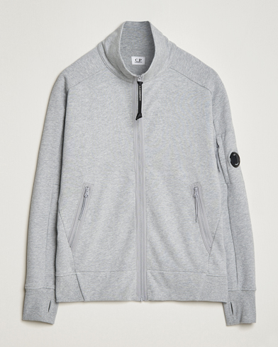 Herre | 20% udsalg | C.P. Company | Diagonal Raised Fleece Full Zip Lens Sweatshirt Grey