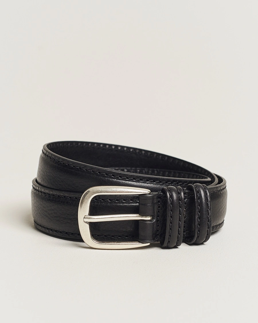 Herre | | Anderson's | Grained Leather Belt 3 cm Black