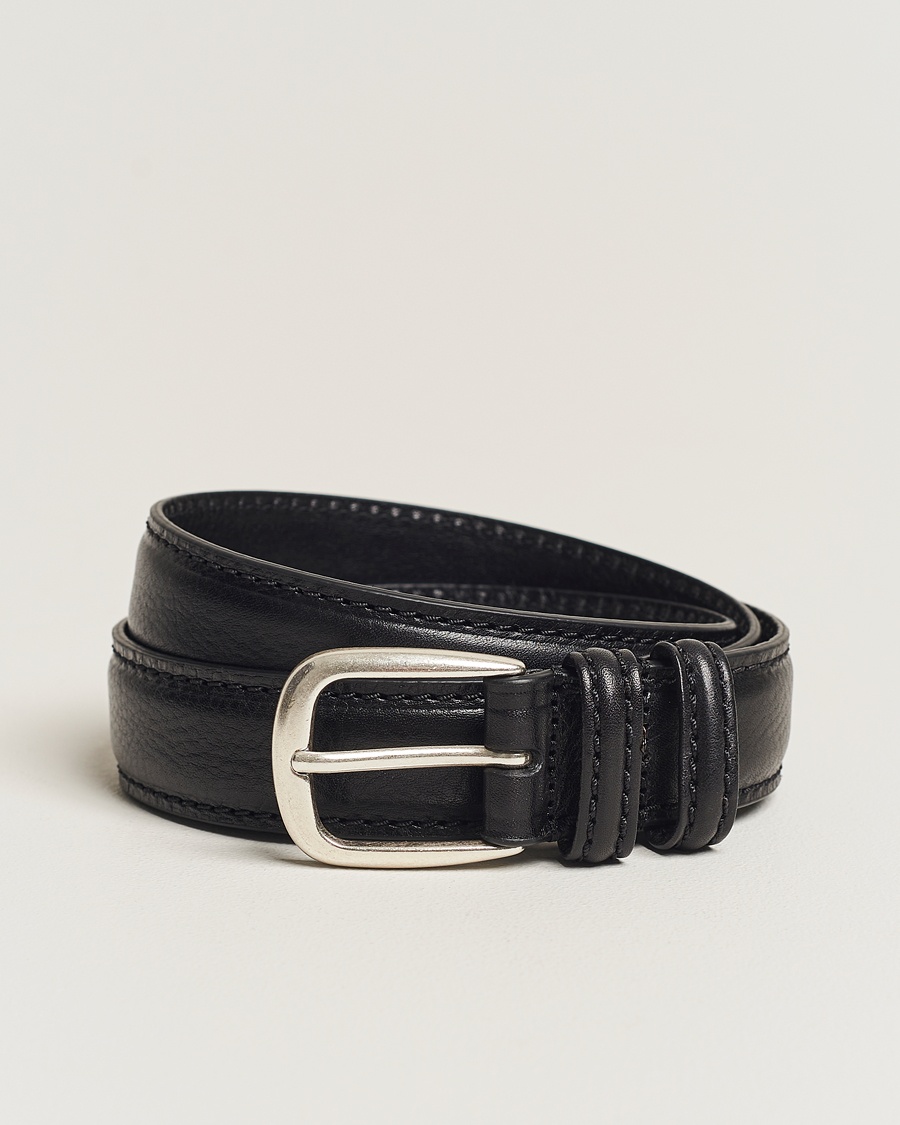 Anderson's Grained Leather Belt 3 cm Black – Sort