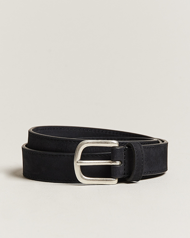 Herre | Italian Department | Anderson's | Slim Stitched Nubuck Leather Belt 2,5 cm Black
