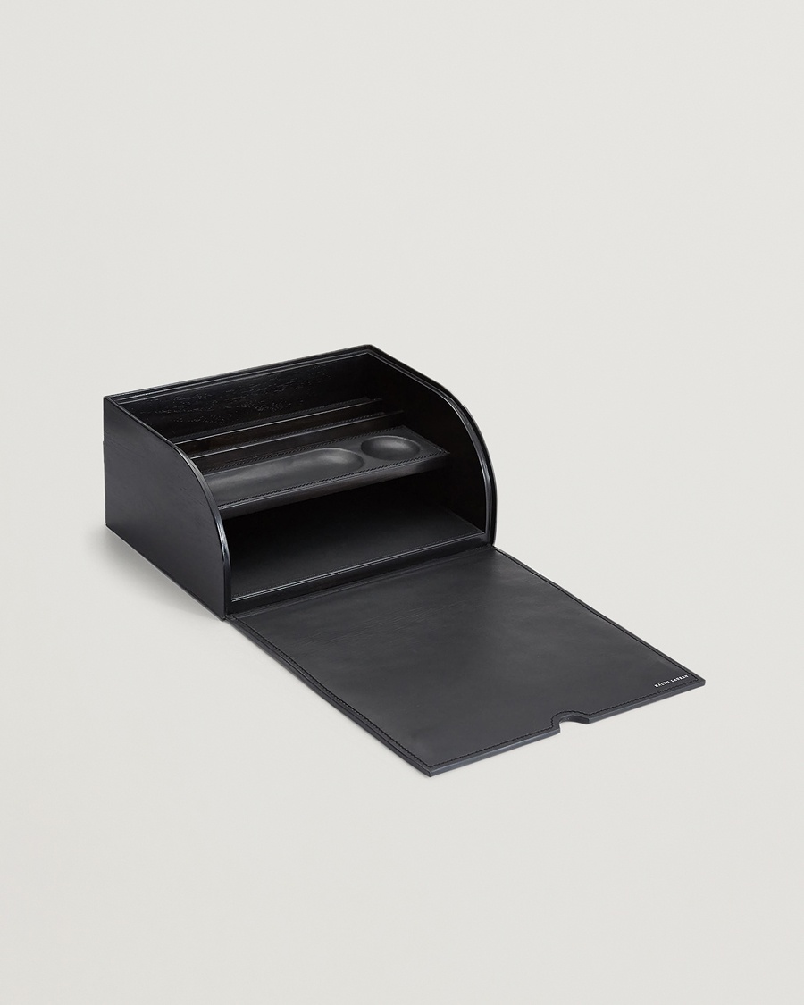 Ralph Lauren Home Brennan Leather Writers Box Saddle Black – Sort