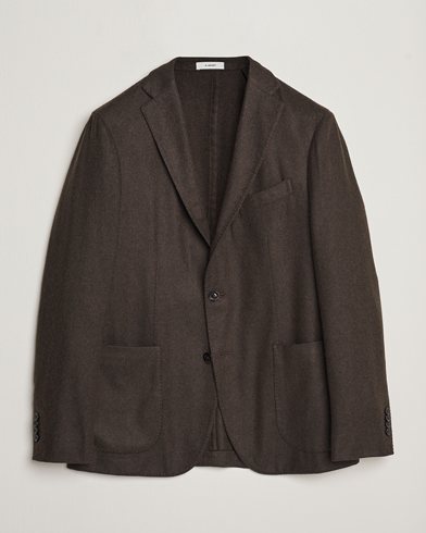 Herre | Uldblazer | Boglioli | K Jacket Wool Herringbone Blazer Dark Brown