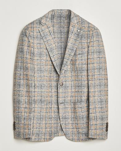 Herre | Bomuldsblazer | L.B.M. 1911 | Jack Checked Cotton/Wool Jersey Blazer Grey