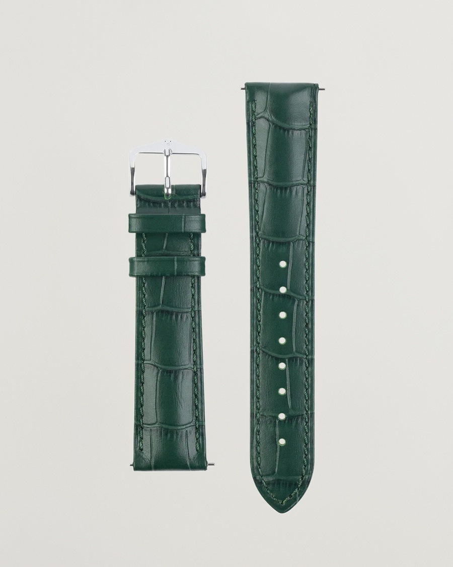 HIRSCH Duke Embossed Leather Watch Strap Green – Grøn