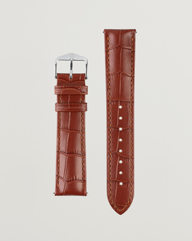 Herre | Urremme | HIRSCH | Duke Embossed Leather Watch Strap Golden Brown