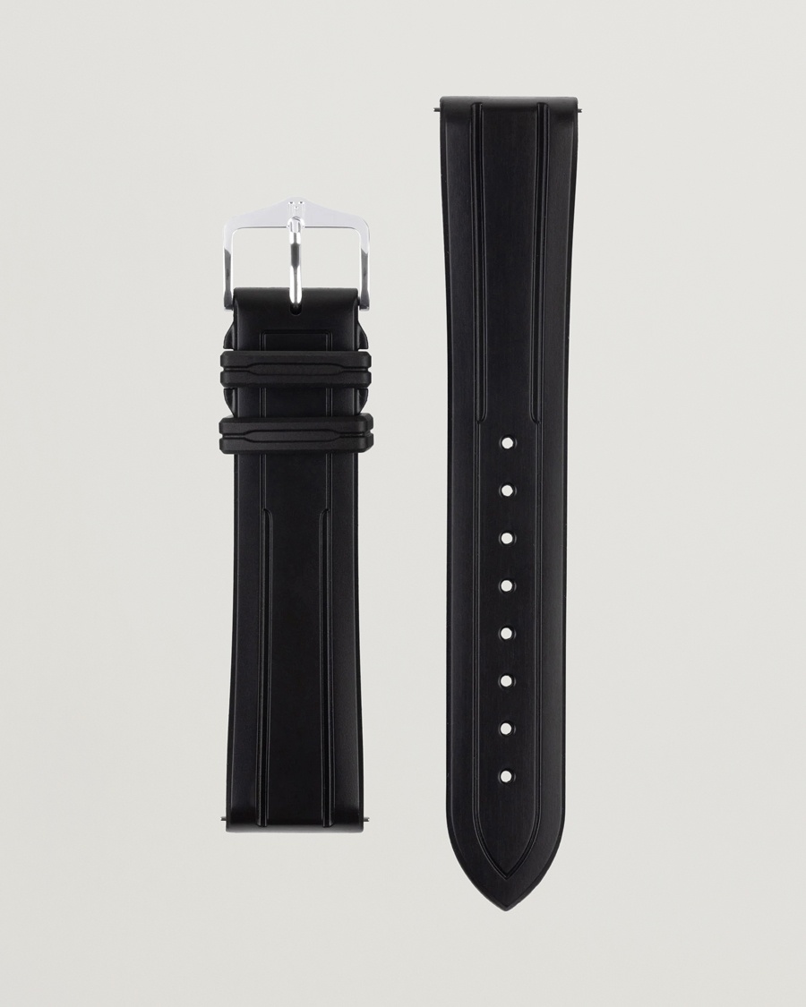 HIRSCH Hevea Rubber Watch Strap Black – Sort