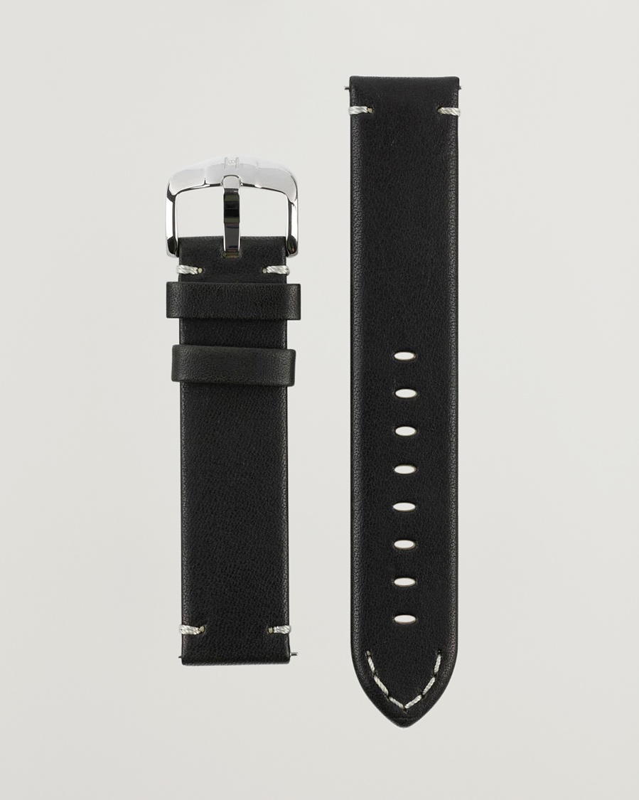 HIRSCH Ranger Retro Leather Watch Strap Black – Sort