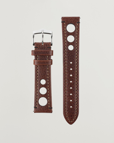 Herre | Urremme | HIRSCH | Rally Natural Leather Racing Watch Strap Brown