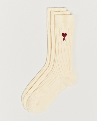 Herre | Strømper | AMI | 3-Pack Heart Logo Socks Off White