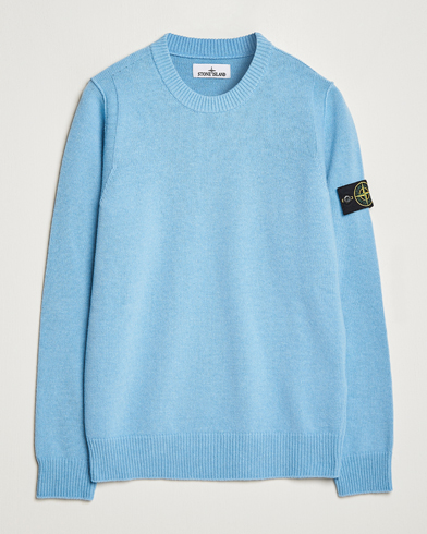 Herre | Strikkede trøjer | Stone Island | Knitted Lambwool Sweater Sky Blue