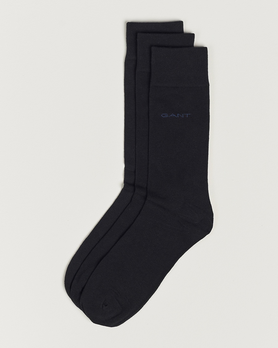 Gant 3-Pack Cotton Socks Black – Sort