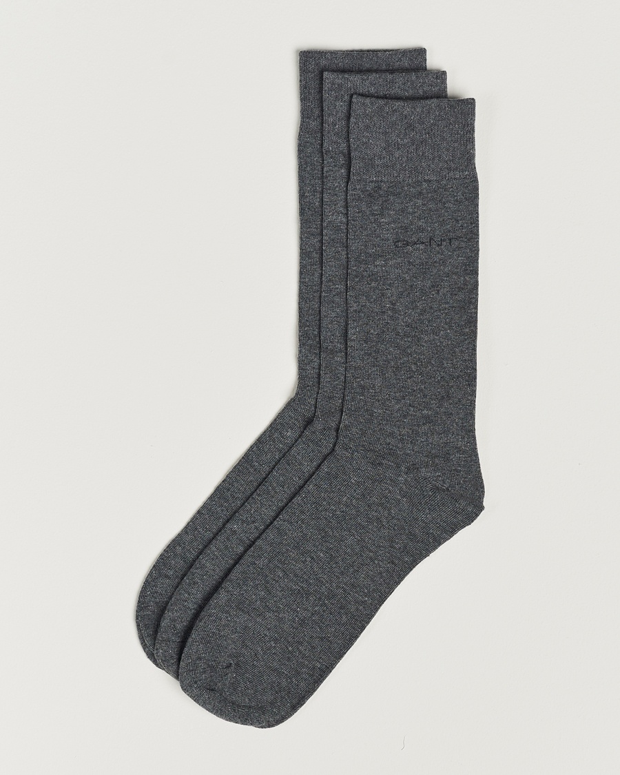 Gant 3-Pack Cotton Socks Charcoal Melange – Grå