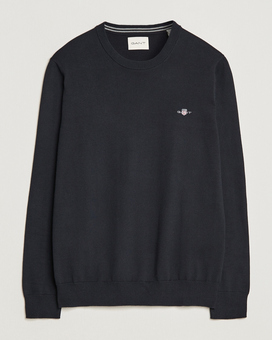 GANT Classic Cotton Crew Neck Black – Sort