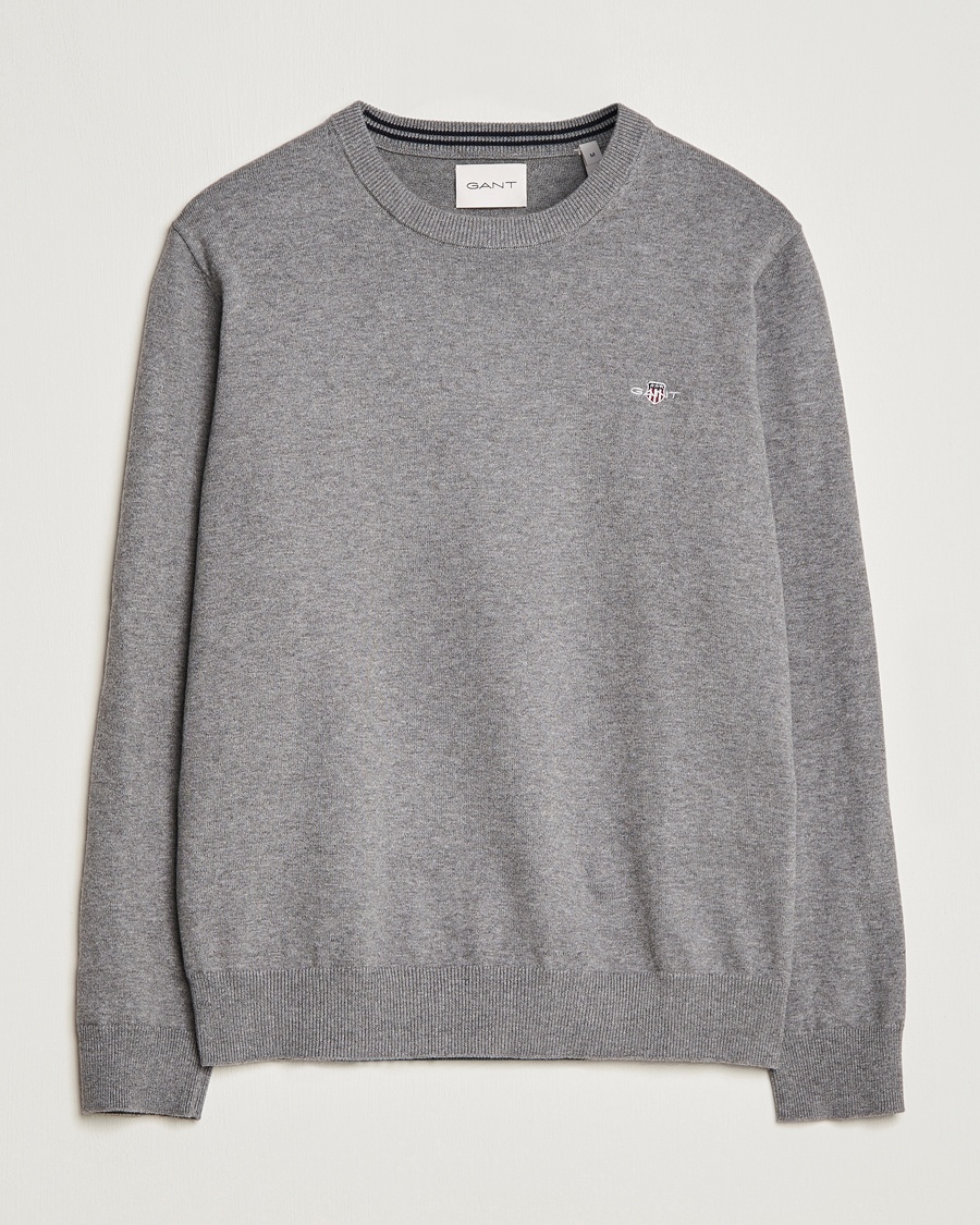 Gant Classic Cotton Crew Neck Dark Grey Melange – Grå