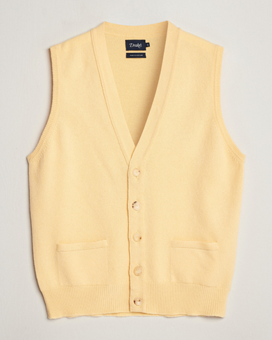 Herre | Tøj | Drake's | Lambswool Vest Cardigan Yellow