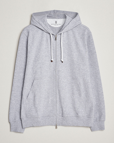 Herre | Nye produktbilleder | Brunello Cucinelli | Full Zip Hooded Sweater Grey Melange