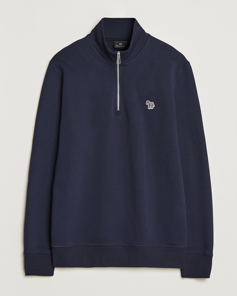 PS Paul Smith Zebra Organic Cotton Sweat Half Zip Navy – Blå