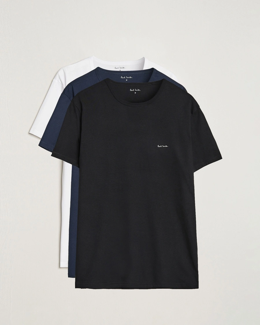Paul Smith 3-Pack Crew Neck T-Shirt Black/Navy/White – Blå